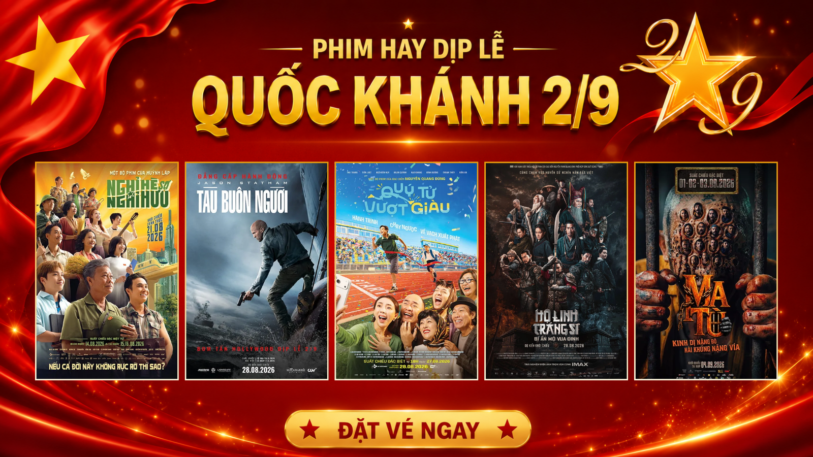 🇻🇳 LỄ 2/9 NÀY RẠP CHIẾU GÌ? - 5 TỰA PHIM, 5 MÀU CẢM XÚC